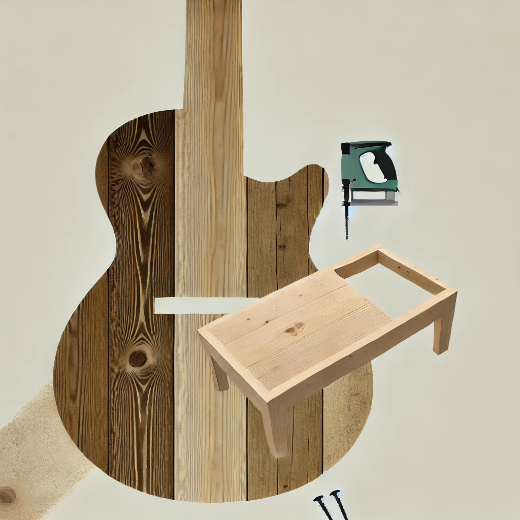 upcycling old furniture into Guitars